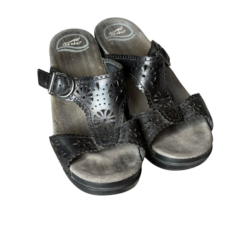 Dansko Womens Size 39 US 8.5/9 Sapphire Lasercut Leather Sandals COMFORT Black - Picture 6 of 7